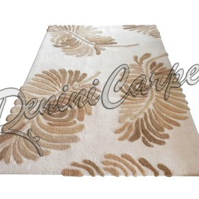 Релефен вълнен килим с листа